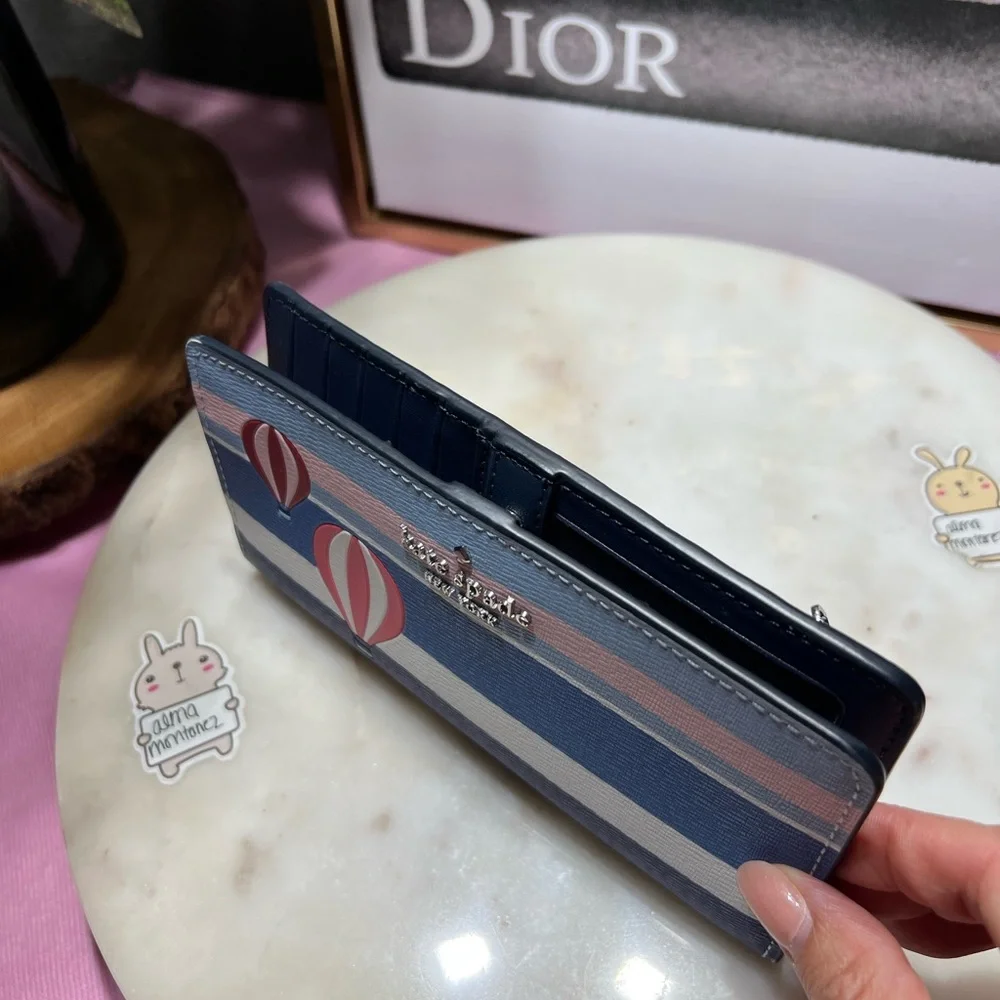 Kate Spade Hot Air Balloon Large Slim Bifold Wallet EUC